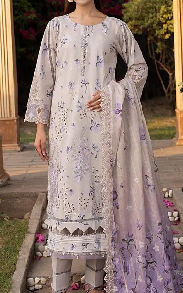 Al Zohaib Pastel Grey Lawn Suit | Pakistani Lawn Dress in USA- Image 1