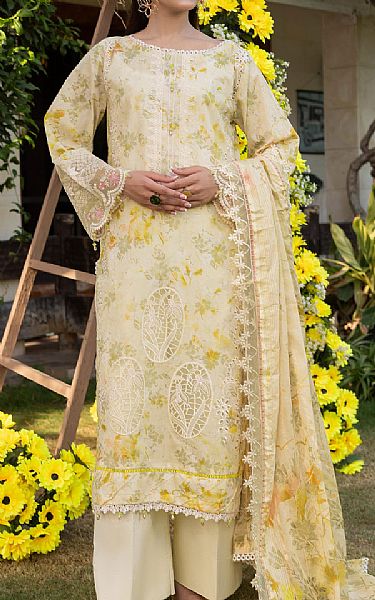 Al Zohaib Ivory Lawn Suit | Pakistani Lawn Dress in USA- Image 1