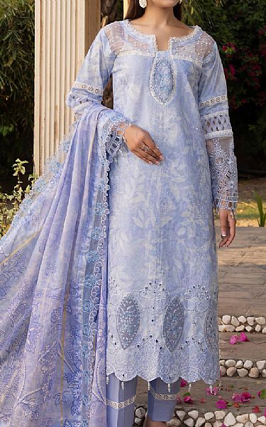 Al Zohaib Pastel Blue Lawn Suit | Pakistani Lawn Dress in USA- Image 1