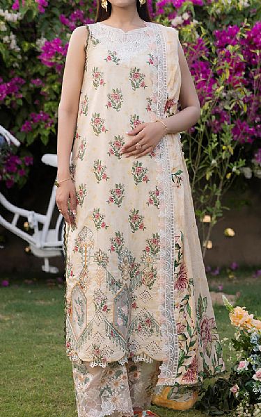 Al Zohaib Ivory Lawn Suit | Pakistani Lawn Dress in USA- Image 1