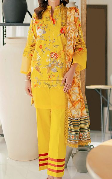 Al Zohaib Golden Yellow Cotton Suit | Pakistani Winter Dresses in USA- Image 1