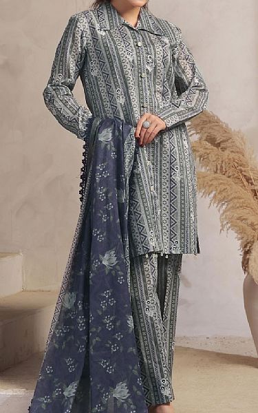 Al Zohaib Grey Lawn Suit | Pakistani Lawn Dress in USA- Image 1