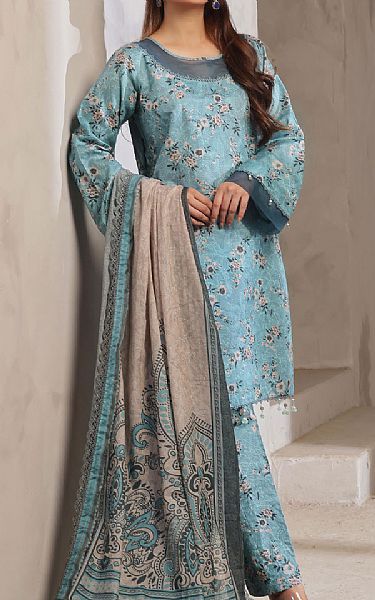 Al Zohaib Turquoise Lawn Suit | Pakistani Lawn Dress in USA- Image 1