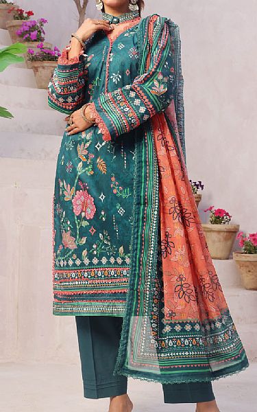Al Zohaib Light Sea Green Lawn Suit | Pakistani Lawn Dress in USA- Image 1
