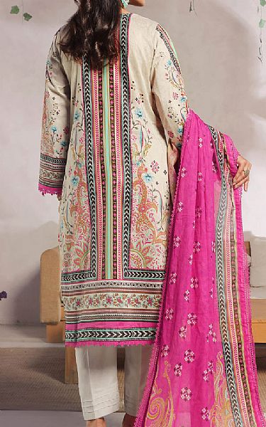 Al Zohaib Ivory/Pink Lawn Suit | Pakistani Lawn Dress in USA- Image 2