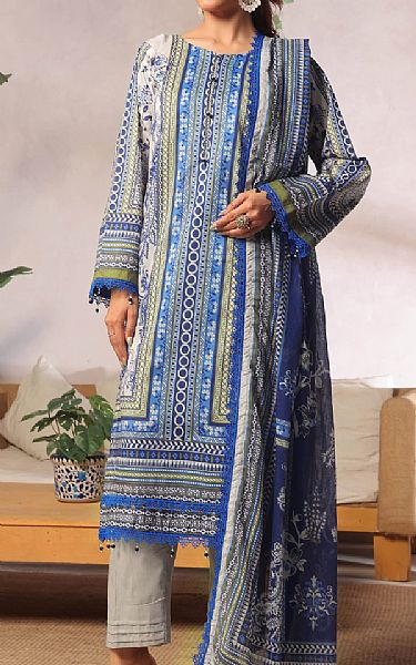 Al Zohaib Light Grey/Blue Lawn Suit | Pakistani Lawn Dress in USA- Image 1