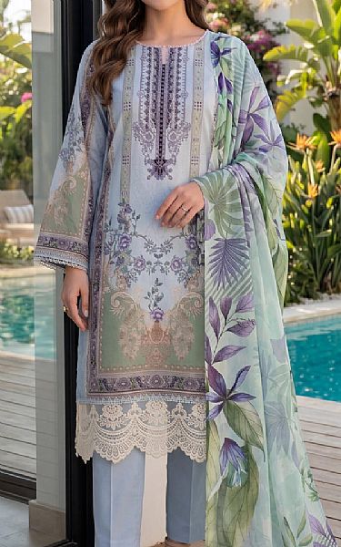 Al Zohaib Light Blue Lawn Suit | Pakistani Lawn Dress in USA- Image 1
