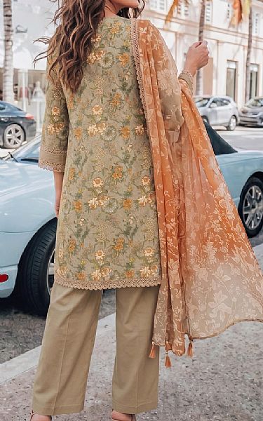 Al Zohaib Beige Lawn Suit | Pakistani Lawn Dress in USA- Image 2