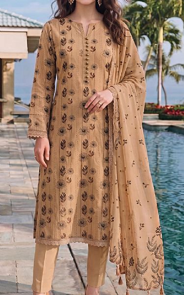 Al Zohaib Fawn Lawn Suit | Pakistani Lawn Dress in USA- Image 1