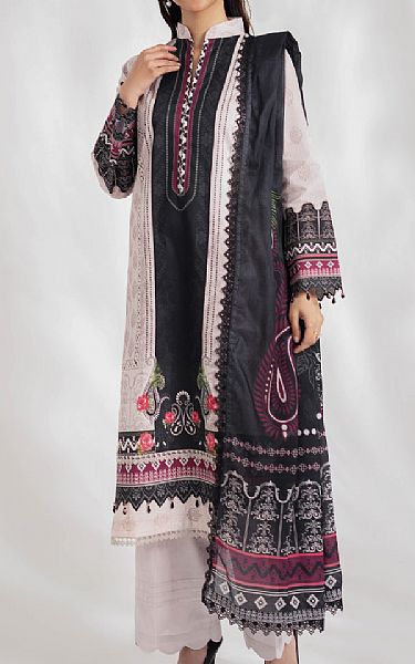 Al Zohaib Black/Oyster Pink Lawn Suit | Pakistani Lawn Dress in USA- Image 1