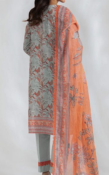 Al Zohaib Light Blue/Orange Lawn Suit | Pakistani Lawn Dress in USA- Image 2