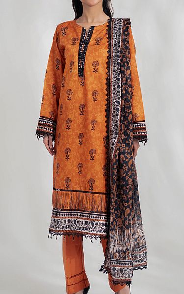 Al Zohaib Halloween Orange Lawn Suit | Pakistani Lawn Dress in USA- Image 1
