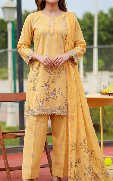 Al Zohaib Sand Gold Lawn Suit | Pakistani Lawn Dress in USA- Image 1
