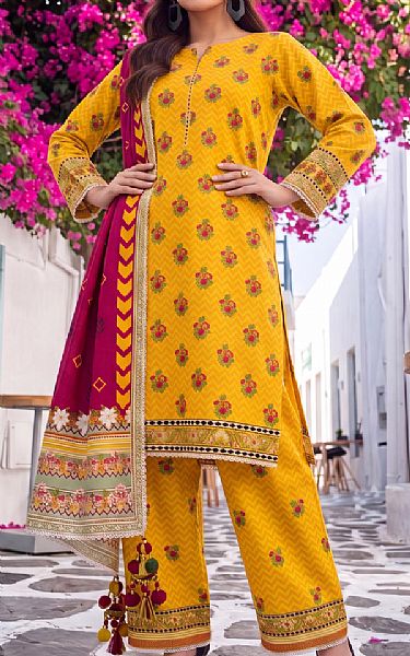 Al Zohaib Mustard Lawn Suit | Pakistani Lawn Dress in USA- Image 1
