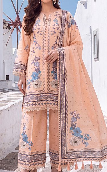 Al Zohaib Peach Lawn Suit | Pakistani Lawn Dress in USA- Image 1