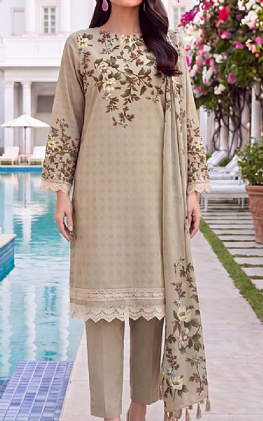 Al Zohaib Beige Lawn Suit | Pakistani Lawn Dress in USA- Image 1
