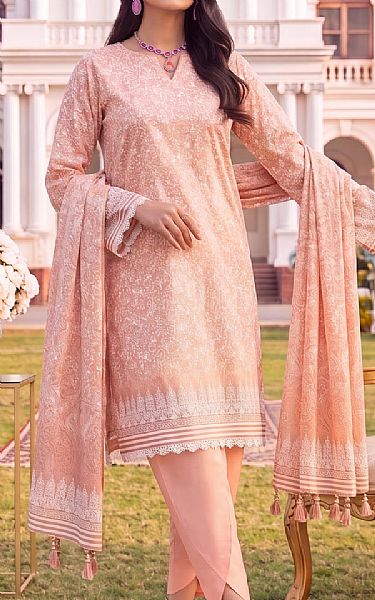 Al Zohaib Peach Lawn Suit | Pakistani Lawn Dress in USA- Image 1