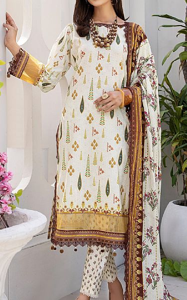 Al Zohaib Off White Cambric Suit | Pakistani Winter Dresses- Image 1