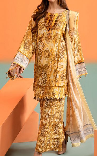 Al Zohaib Mustard Lawn Suit | Pakistani Lawn Suits- Image 1