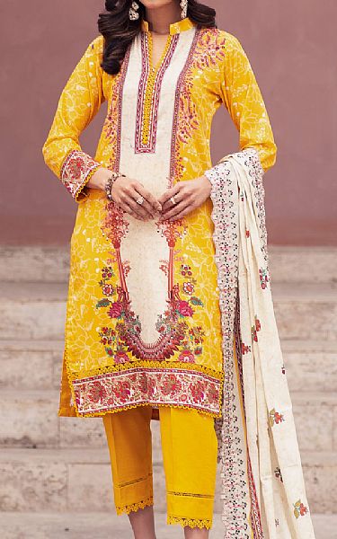 Al Zohaib Golden Yellow Lawn Suit | Pakistani Lawn Suits- Image 1