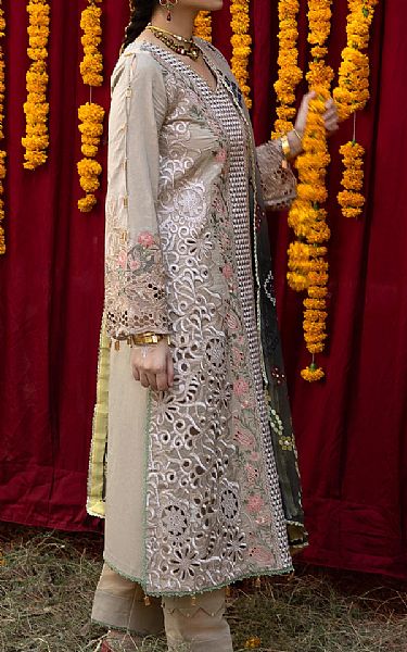 Al Zohaib Beige Lawn Suit | Pakistani Lawn Dress in USA- Image 2