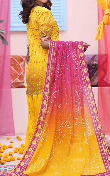 Al Zohaib Golden Yellow Lawn Suit | Pakistani Lawn Dress in USA- Image 2