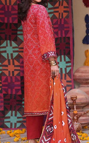 Al Zohaib Pink/Orange Lawn Suit | Pakistani Lawn Dress in USA- Image 2