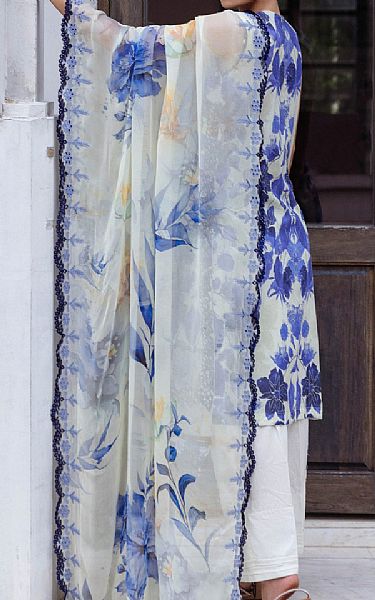 Al Zohaib Off White/Purple Lawn Suit | Pakistani Lawn Dress in USA- Image 2