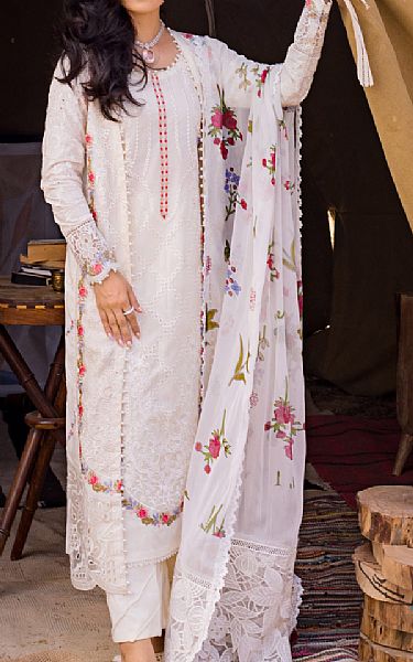 Mahiymaan White Lawn Suit | Pakistani Lawn Suits- Image 1