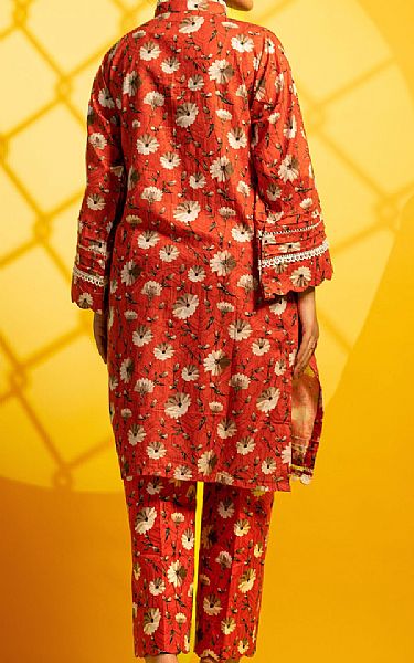Al Zohaib Portland Orange Cambric Suit (2 Pcs) | Pakistani Winter Dresses in USA- Image 2