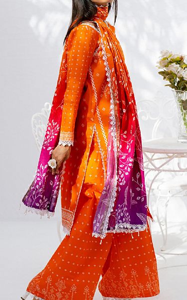 Al Zohaib Safety Orange Lawn Suit | Pakistani Lawn Dress in USA- Image 2