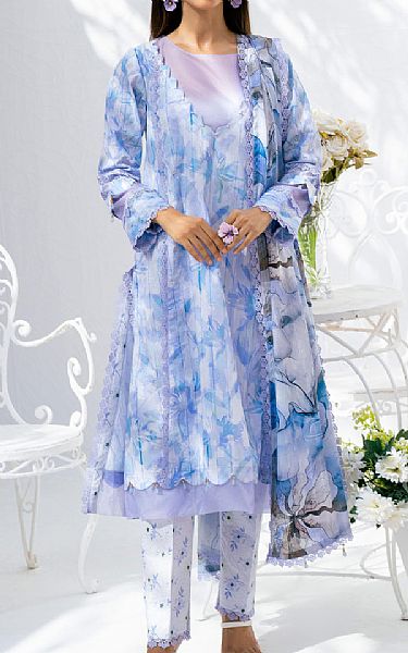 Al Zohaib Blue/Lilac Lawn Suit | Pakistani Lawn Dress in USA- Image 1