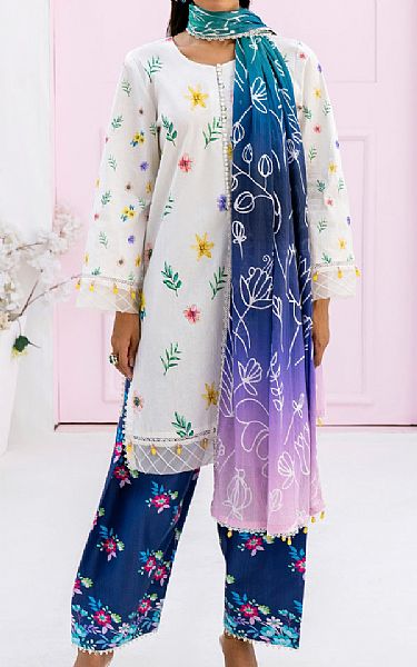 Al Zohaib Off White Lawn Suit | Pakistani Lawn Dress in USA- Image 1