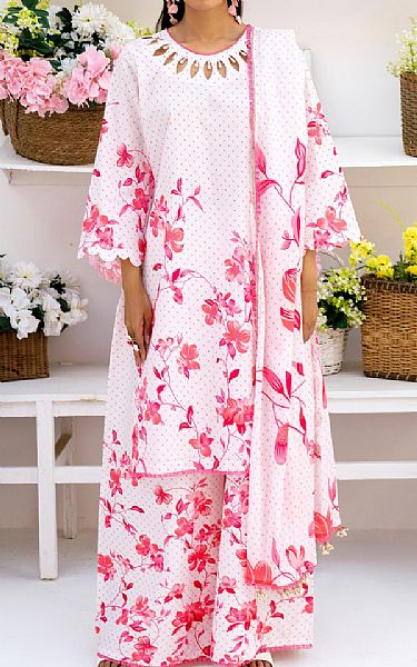 Al Zohaib Off White/Pink Lawn Suit | Pakistani Lawn Dress in USA- Image 1