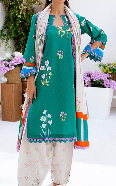 Al Zohaib Sea Green Lawn Suit | Pakistani Lawn Dress in USA- Image 1