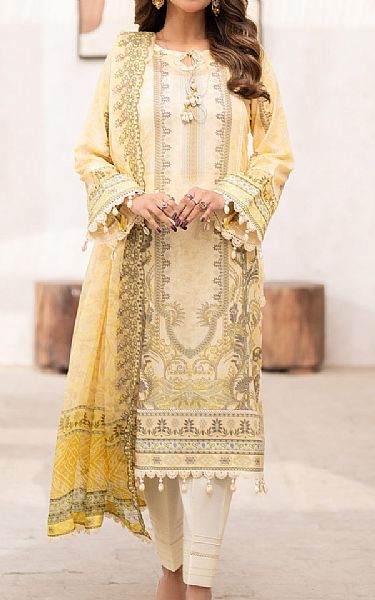 Al Zohaib Sand Gold Cambric Suit | Pakistani Lawn Suits- Image 1