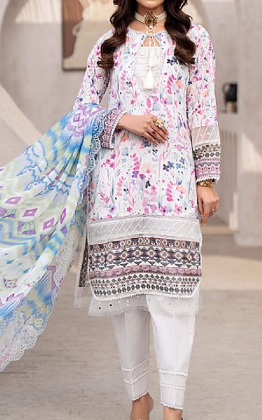Al Zohaib White Cambric Suit | Pakistani Lawn Suits- Image 1