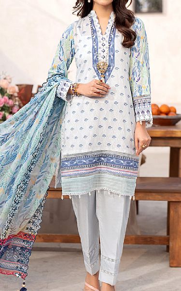 Al Zohaib Pale Grey Cambric Suit | Pakistani Lawn Suits- Image 1