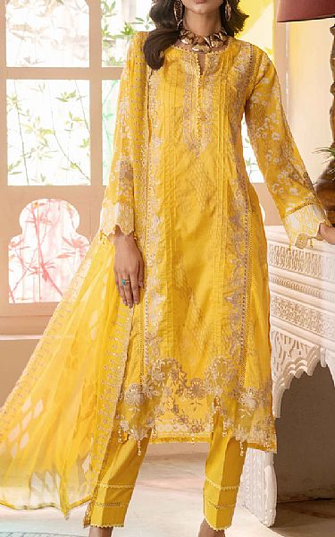 Al Zohaib Golden Yellow Lawn Suit | Pakistani Lawn Dress in USA- Image 1