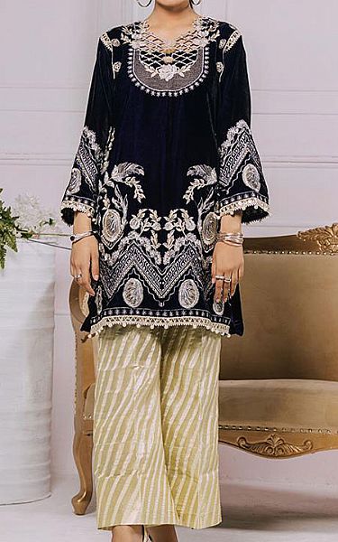 Al Zohaib Black Velvet Kurti | Pakistani Winter Dresses- Image 1