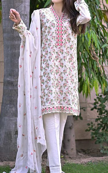 Anamta White Lawn Suit | Pakistani Lawn Suits- Image 1