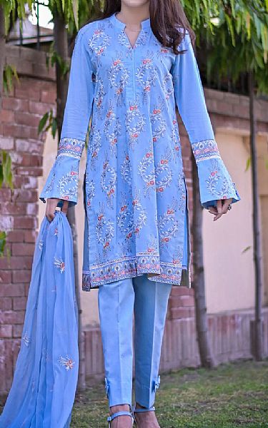 Anamta Cornflower Blue Lawn Suit | Pakistani Lawn Suits- Image 1
