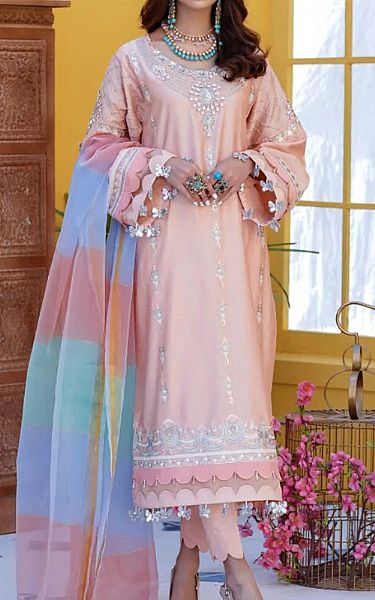 Anamta Light Peach Cotton Suit | Pakistani Winter Dresses- Image 1