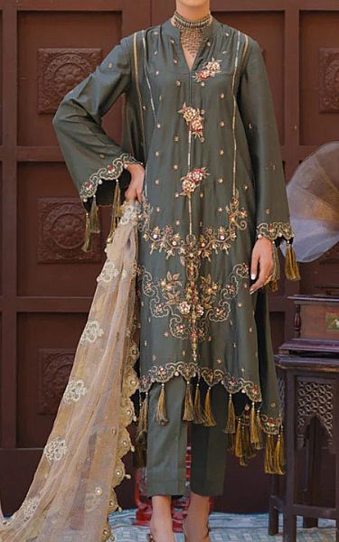 Anamta Feldgrau Grey Cotton Suit | Pakistani Winter Dresses- Image 1