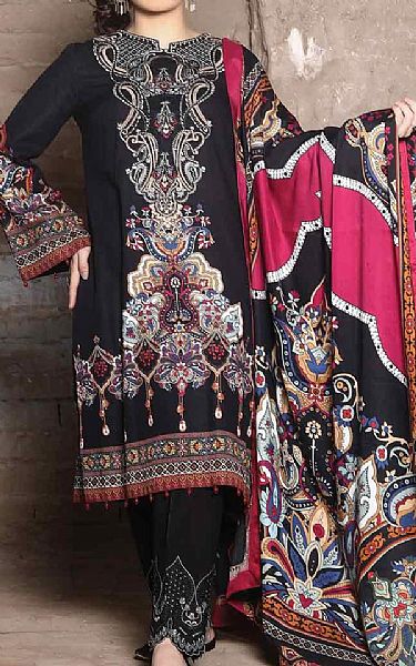 Black Khaddar Suit | Anamta Pakistani Winter Dresses