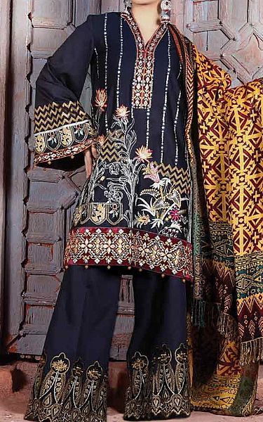 Anamta Black Khaddar Suit | Pakistani Winter Dresses- Image 1
