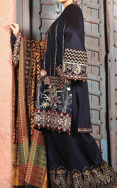 Anamta Black Khaddar Suit | Pakistani Winter Dresses- Image 2