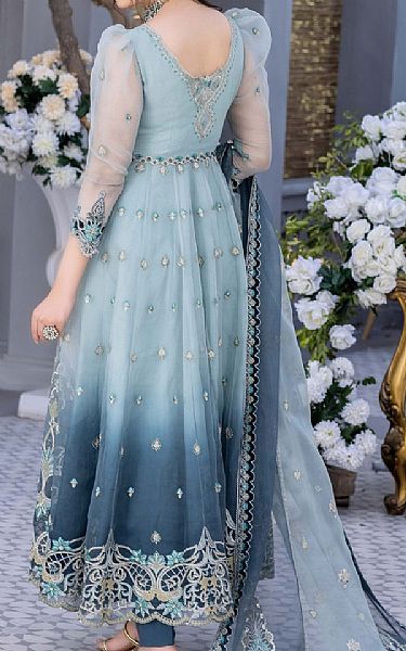 Anamta Baby Blue Organza Suit | Pakistani Embroidered Chiffon Dresses- Image 2
