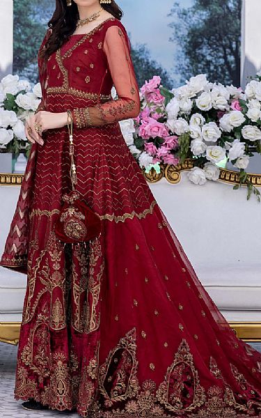 Anamta Rosewood Organza Suit | Pakistani Embroidered Chiffon Dresses- Image 2