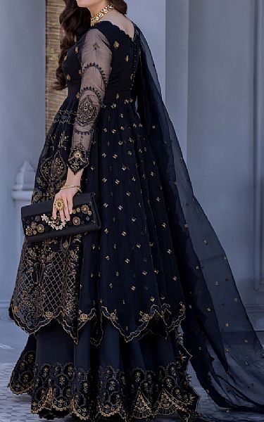 Anamta Navy Blue Organza Suit | Pakistani Embroidered Chiffon Dresses- Image 2